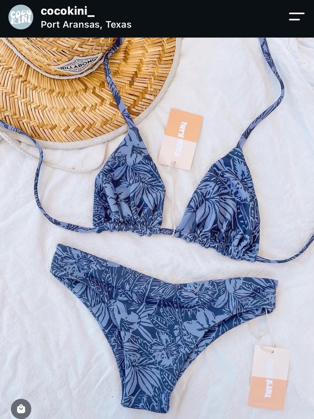 CocoKini Blue Floral Triangle Bikini Top